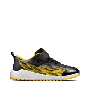 Boys' Clarks Aeon Pace Kid Sneakers Black / Yellow | CLK895RVE