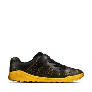 Boys' Clarks Award Swift Youth Sneakers Black / Yellow | CLK621AIB