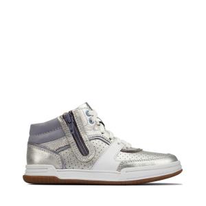 Boys' Clarks Fawn Peak Kid Sneakers Silver | CLK356YXP