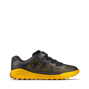 Girls' Clarks Award Swift Kid Sneakers Black / Yellow | CLK851LKA