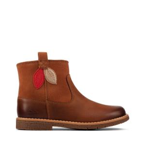 Girls' Clarks Comet Style Kid Originals Boots Brown | CLK849KBY