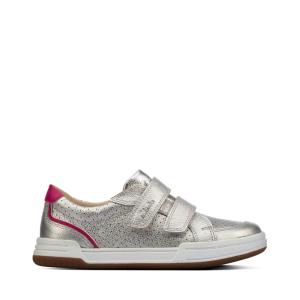 Girls' Clarks Fawn Solo Kid Sneakers Metal | CLK194OAP