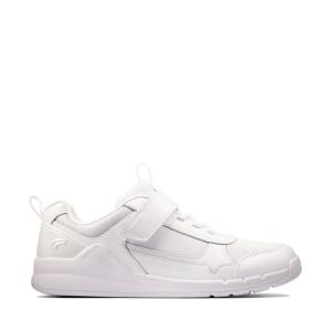 Girls' Clarks Orbit Sprint Youth Sneakers White | CLK190JQB