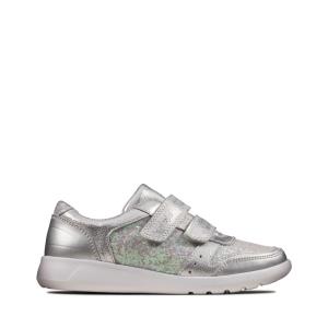 Girls' Clarks Scape Spirit Kid Sneakers Silver Metal | CLK806CFU