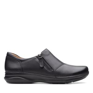 Women's Clarks Appley Zip Black Shoes Black | CLK489SBV