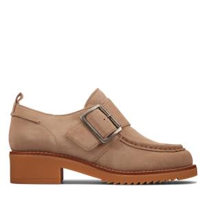 Women's Clarks Eden Mid Monk Flat Shoes Brown | CLK406WVQ