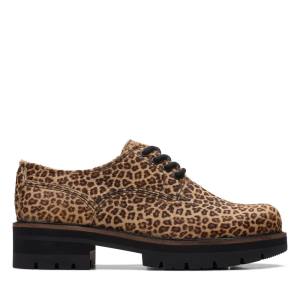 Women's Clarks Orianna Derby Flat Shoes Leopard | CLK753QSX