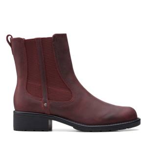 Women's Clarks Orinoco Club Ankle Boots Dark Red | CLK658NIM