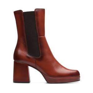 Women's Clarks Pique Up Ankle Boots Dark Red | CLK801VPY