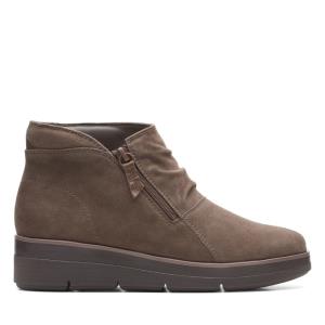 Women's Clarks Shaylin Up Ankle Boots Grey Brown | CLK632ZMD