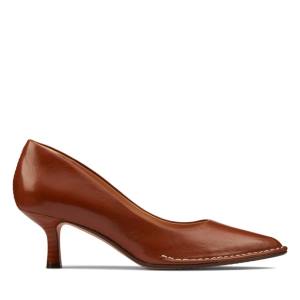 Women's Clarks Thorna55 Court Heels Shoes Brown | CLK734FTS