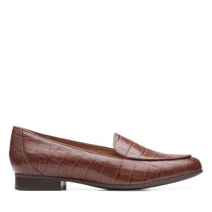 Women's Clarks Un Blush Ease Flat Shoes Dark Brown | CLK208RHS