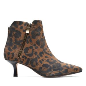 Women's Clarks Violet55 Zip Heeled Boots Leopard | CLK486ZXE