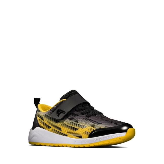 Boys' Clarks Aeon Pace Kid Sneakers Black / Yellow | CLK895RVE