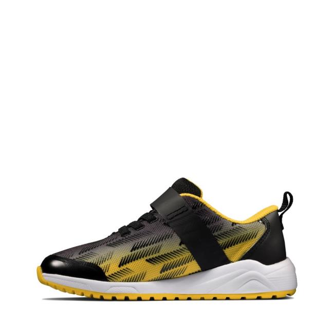 Boys' Clarks Aeon Pace Kid Sneakers Black / Yellow | CLK895RVE