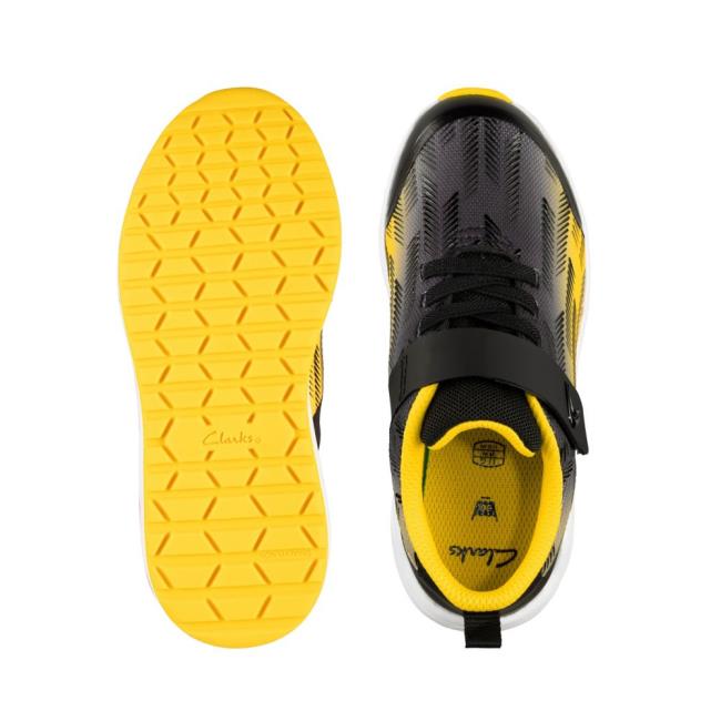 Boys' Clarks Aeon Pace Kid Sneakers Black / Yellow | CLK895RVE