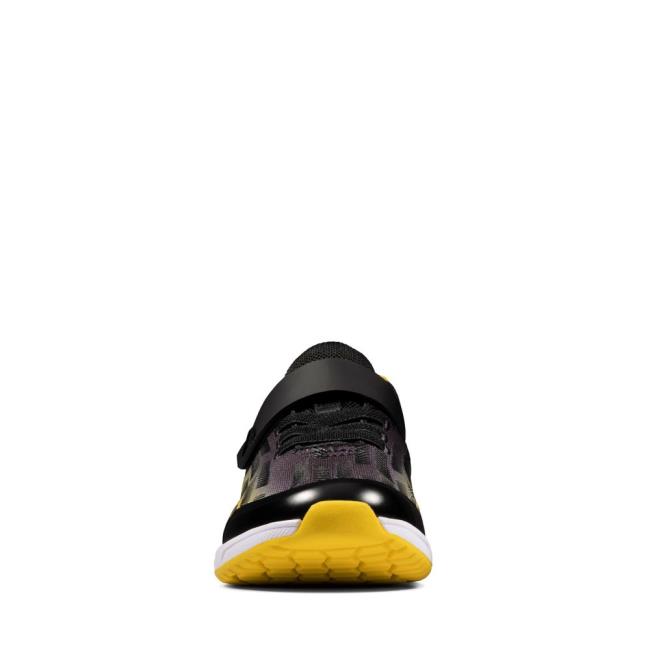 Boys' Clarks Aeon Pace Youth Sneakers Black / Yellow | CLK274OMU