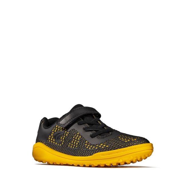 Boys' Clarks Award Swift Kid Sneakers Black / Yellow | CLK675XJH