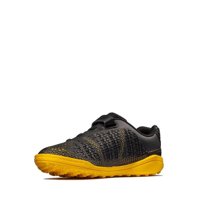 Boys' Clarks Award Swift Kid Sneakers Black / Yellow | CLK675XJH