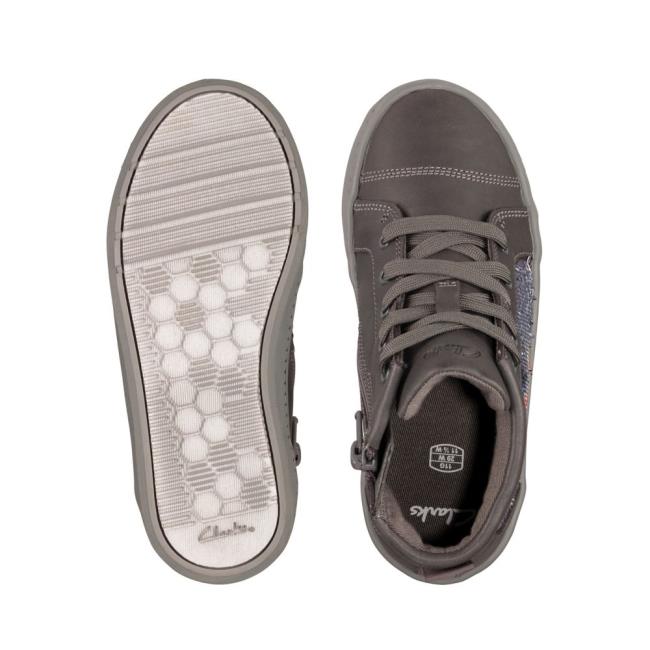 Boys' Clarks City Myth Kid Sneakers Dark Grey | CLK849WAU