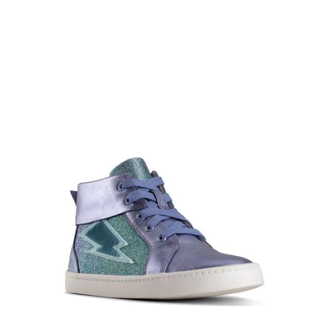 Boys' Clarks City Myth Kid Sneakers Purple | CLK761CKV