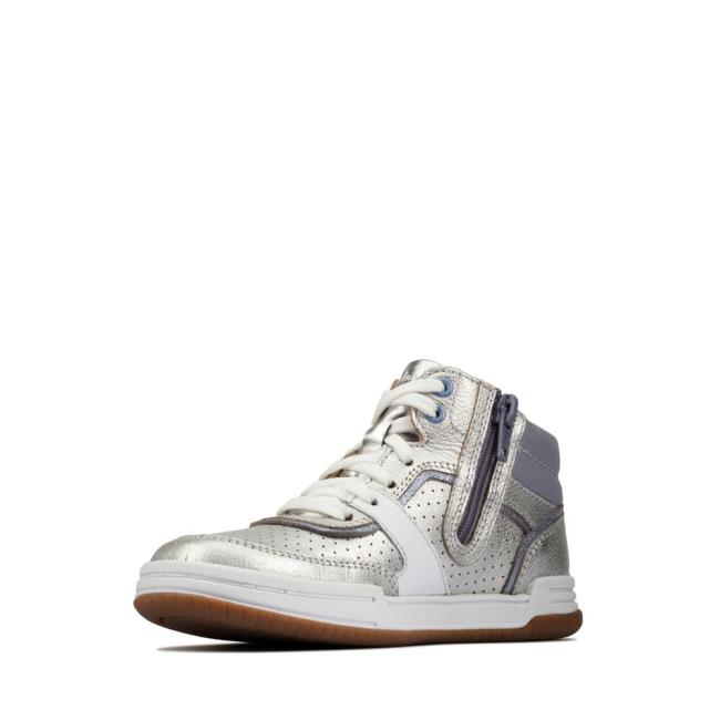 Boys' Clarks Fawn Peak Kid Sneakers Silver | CLK356YXP