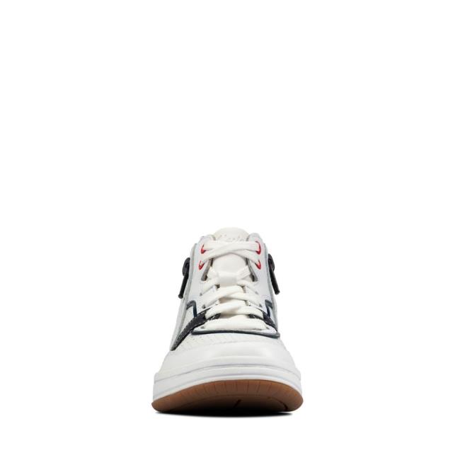 Boys' Clarks Fawn Peak Kid Sneakers White | CLK235PIE