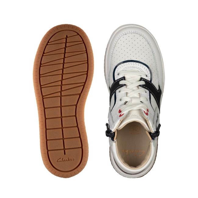 Boys' Clarks Fawn Peak Kid Sneakers White | CLK235PIE