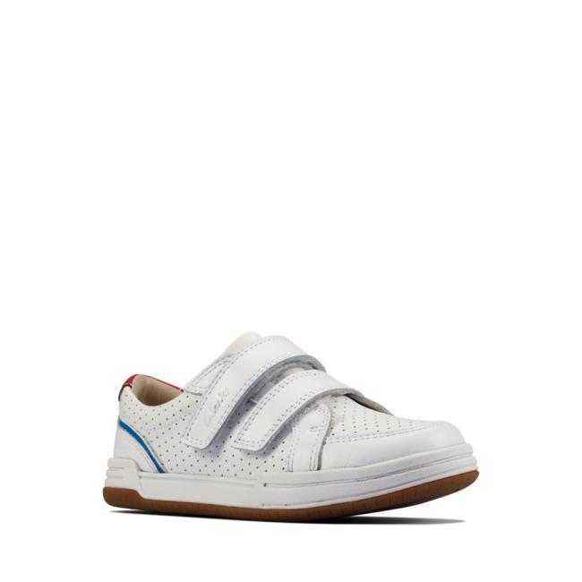 Boys' Clarks Fawn Solo Kid Sneakers White | CLK096XFV