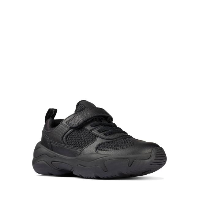 Boys' Clarks Kuju Run Kid Sneakers Black | CLK489JKX