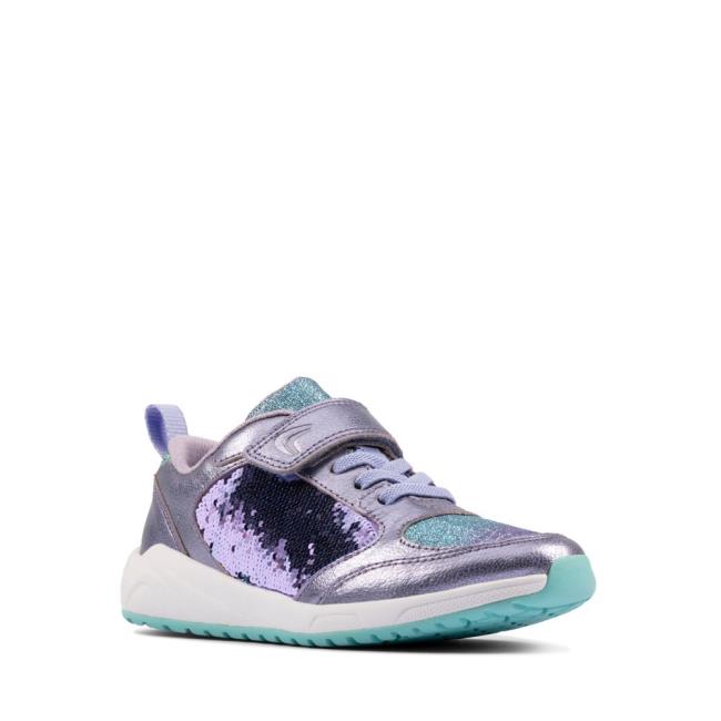 Girls' Clarks Aeon Flex Kid Sneakers Purple | CLK920MJP