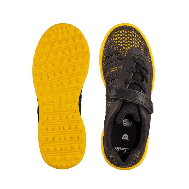 Girls' Clarks Award Swift Kid Sneakers Black / Yellow | CLK851LKA