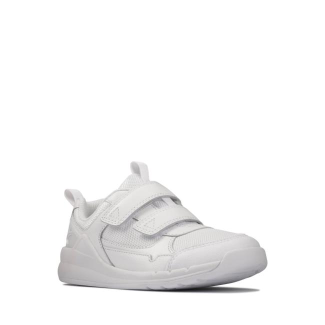 Girls' Clarks Orbit Sprint Kid Sneakers White | CLK069BSV