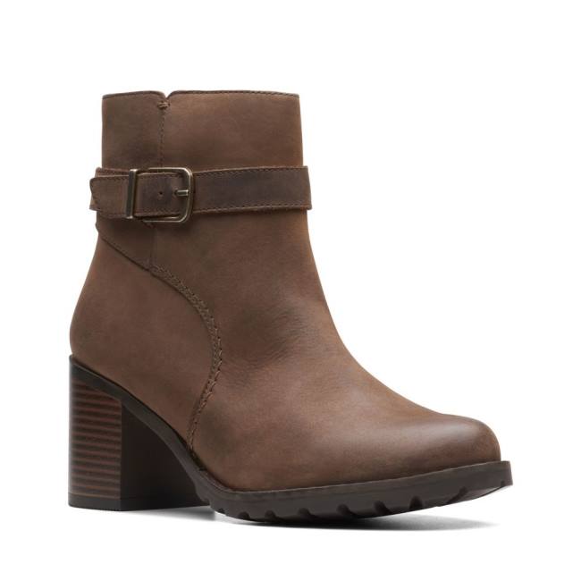 Women's Clarks Clarkwell Hall Ankle Boots Brown | CLK478LTO