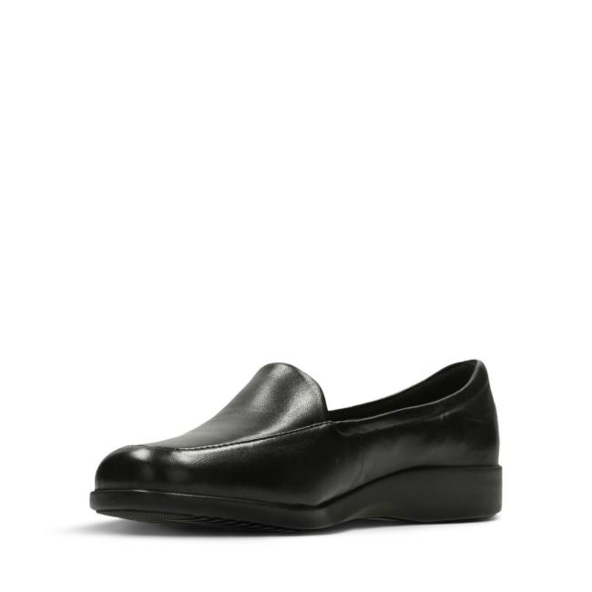 Women's Clarks Georgia Flat Shoes Black | CLK715ESW