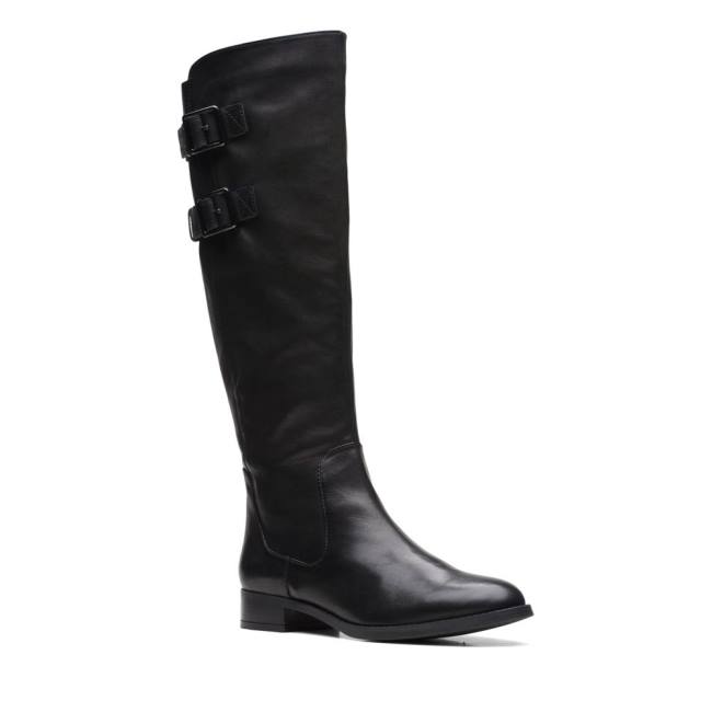 Women's Clarks Hamble Up Knee-high Boots Black | CLK389GDX