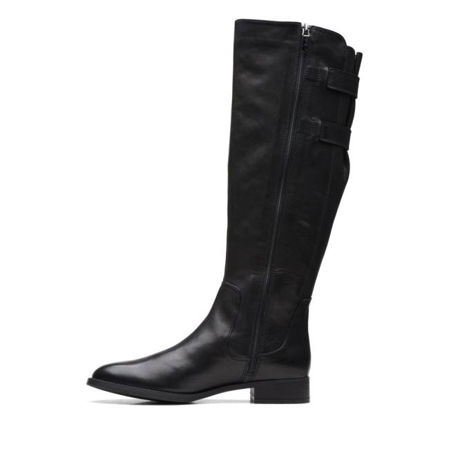 Women's Clarks Hamble Up Knee-high Boots Black | CLK389GDX