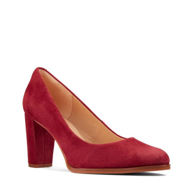 Women's Clarks Kaylin Cara 2 Heels Shoes Red | CLK281VZX