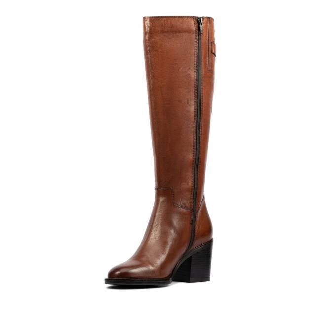 Women's Clarks Mascarpone 2 Up Knee-high Boots Brown | CLK067QWS