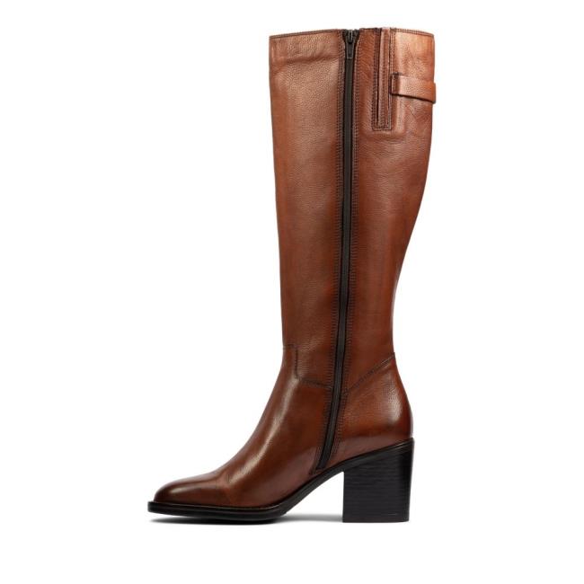 Women's Clarks Mascarpone 2 Up Knee-high Boots Brown | CLK067QWS