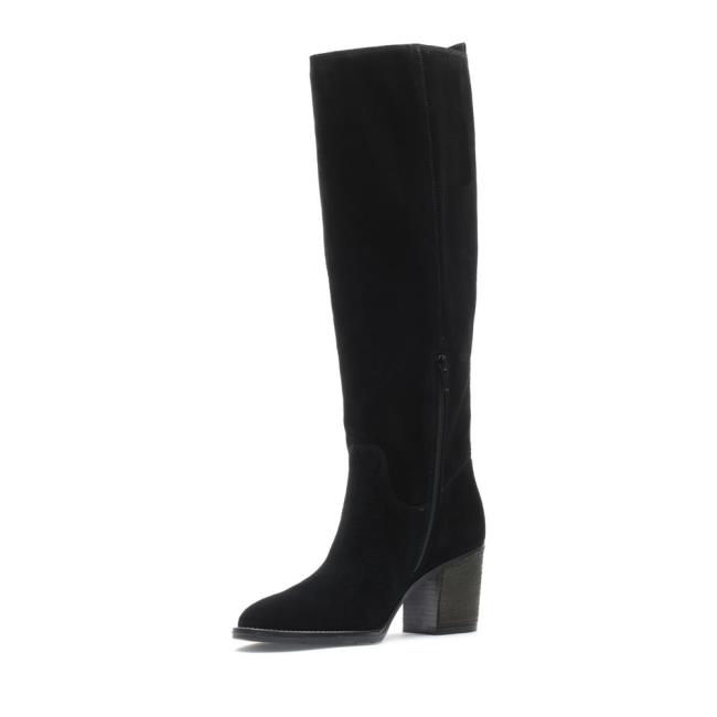 Women's Clarks Park Rise Knee-high Boots Black | CLK401AJS