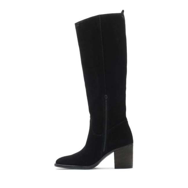 Women's Clarks Park Rise Knee-high Boots Black | CLK401AJS